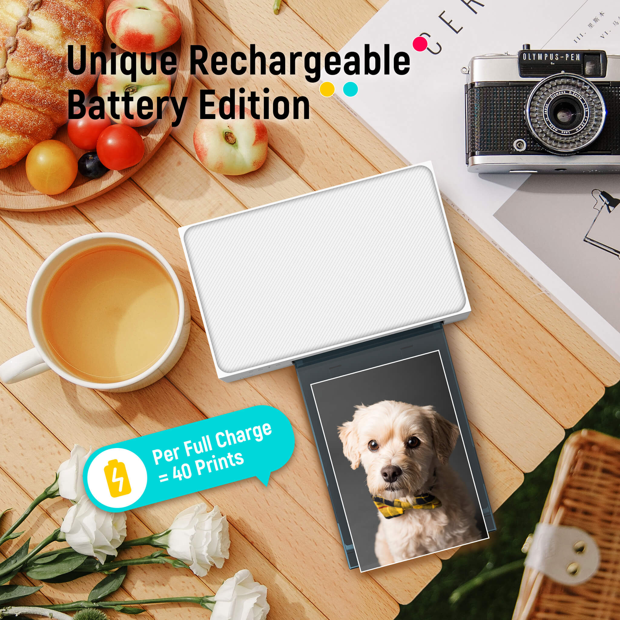 Liene Amber Instant Photo Printer White Built-in Rechargeable Battery M200