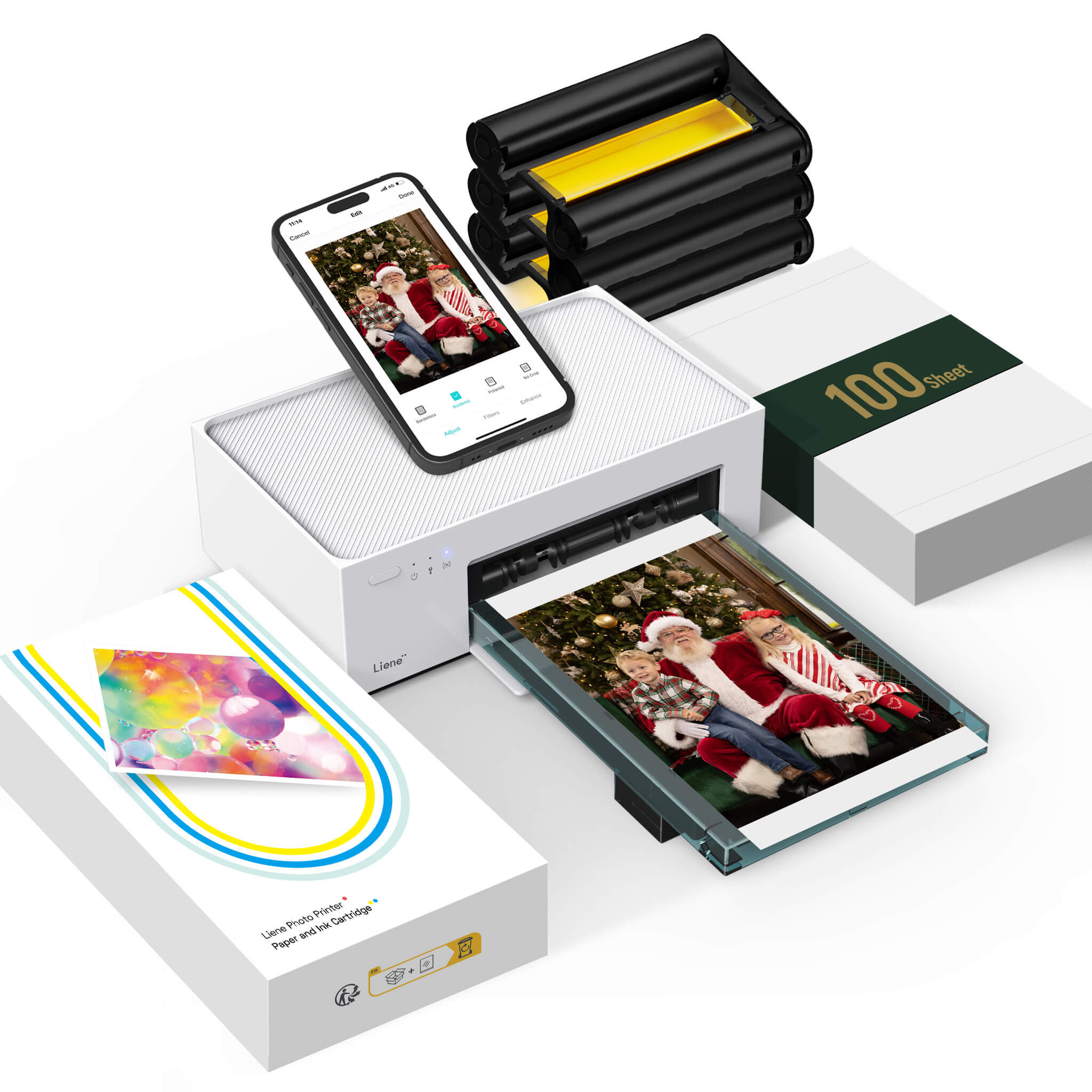 Liene Amber 4x6" Instant Photo Printer White (100 Sheets + 3 Cartridges)