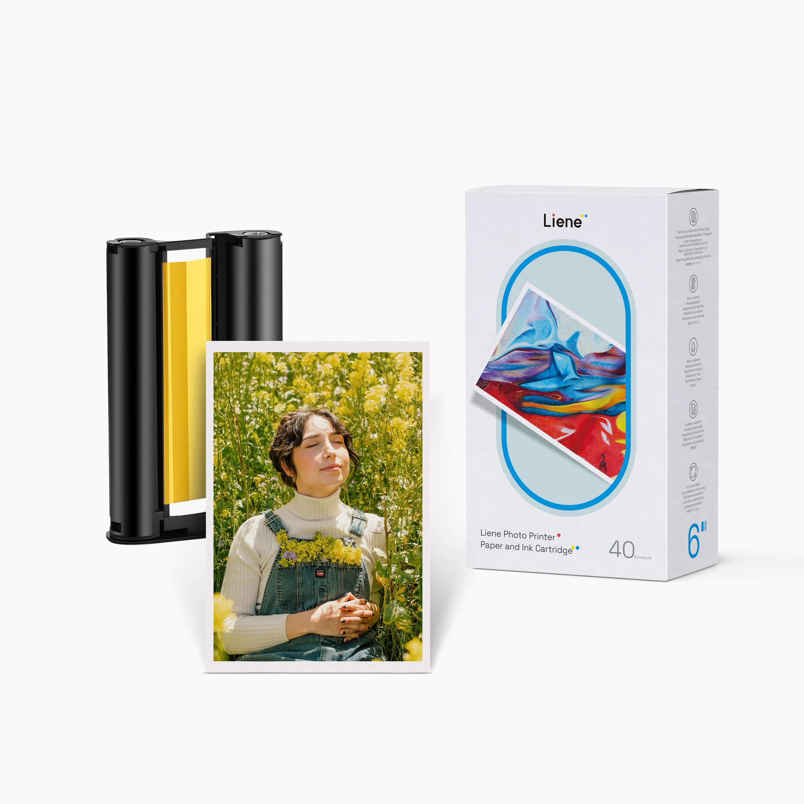 Liene Amber 4x6" Photo Printer Paper 40 Sheets & 1 Ink Cartridge Refill